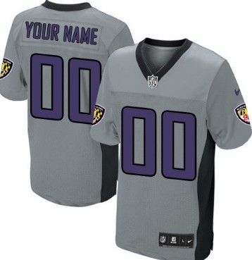 Men's Nike Baltimore Ravens Customized Gray Shadow Elite Jersey