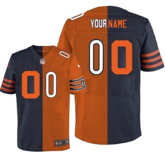 Men's Nike Chicago Bears Customized Blue/Orange Two Tone Elite Jersey