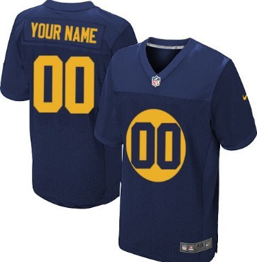 Men's Nike Green Bay Packers Customized Navy Blue Elite Jersey