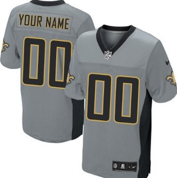 Men's Nike New Orleans Saints Customized Gray Shadow Elite Jersey