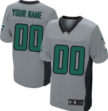 Men's Nike Philadelphia Eagles Customized Gray Shadow Elite Jersey