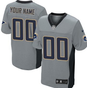 Men's Nike St. Louis Rams Customized Gray Shadow Elite Jersey