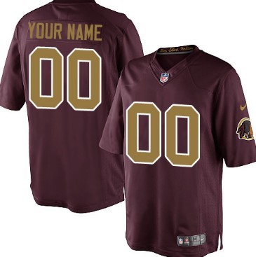 Men's Nike Washington Redskins Customized Red With Gold Limited Jersey