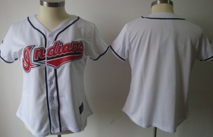 Men's Cleveland Indians Customized White With Red Jersey