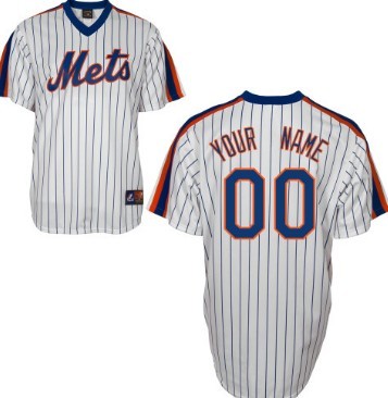 Men's New York Mets Customized White Pinstripe Throwback Jersey