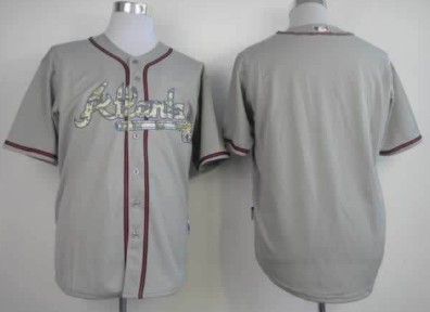 Kids' Atlanta Braves Customized Gray With Camo Jersey