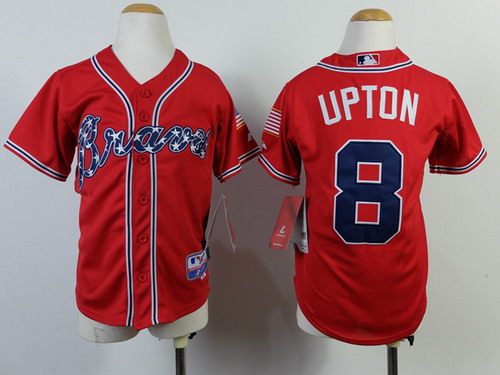 Atlanta Braves #8 Justin Upton 2014 Red Kids Jersey