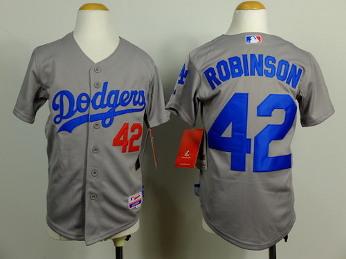 Los Angeles Dodgers #42 Jackie Robinson 2014 Gray Kids Jersey