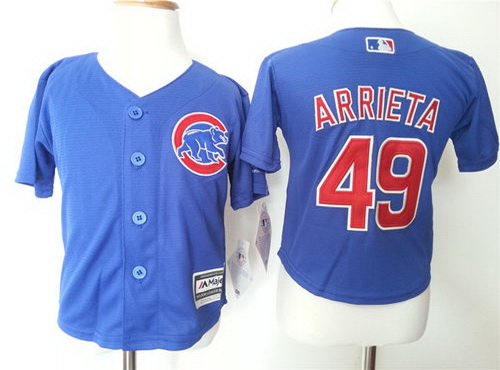 Toddler Chicago Cubs #49 Jake Arrieta Blue MLB Majestic Baseball Jersey