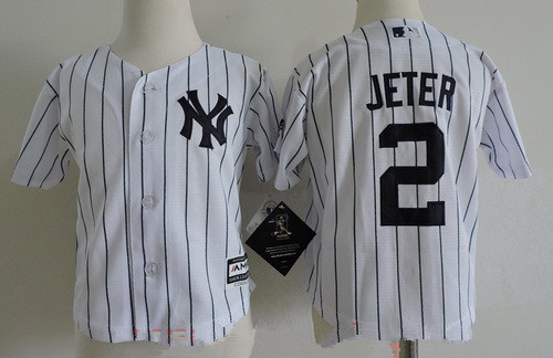 Toddler New York Yankees 2 Derek Jeter White Home Stitched MLB Majestic Cool Base Jersey