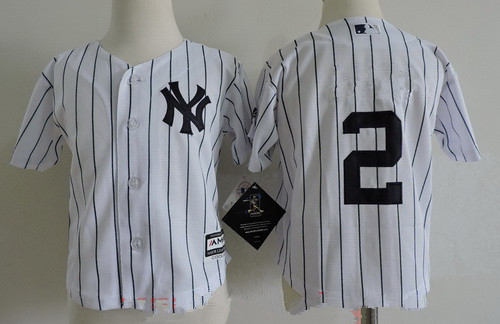 Toddler New York Yankees 2 Derek Jeter White Home Stitched MLB Majestic Cool Base Jersey