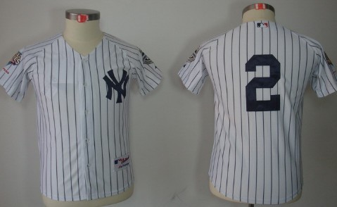 New York Yankees #2 Derek Jeter White Kids Jersey