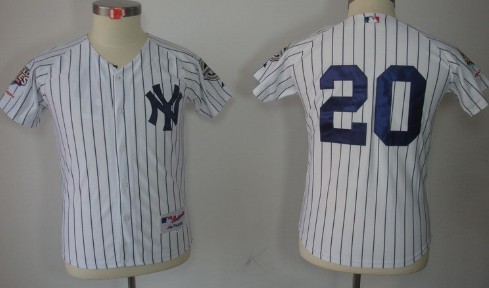 New York Yankees #20 Jorge Posada White Kids Jersey