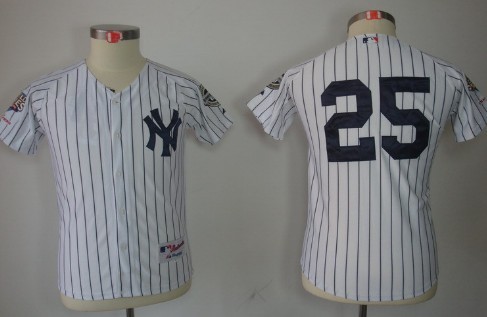 New York Yankees #25 Mark Teixeira White Kids Jersey