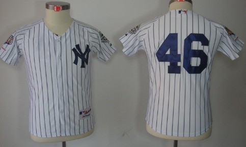 New York Yankees #46 Andy Pettitte White Kids Jersey