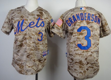 New York Mets #3 Curtis Granderson 2014 Camo Kids Jersey