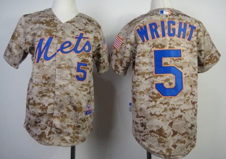 New York Mets #5 David Wright 2014 Camo Kids Jersey