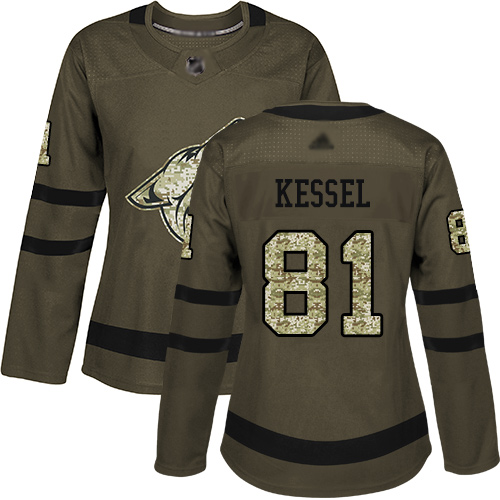 Arizona Coyotes #81 Phil Kessel Green Salute to Service Women's Stitched Hockey Jersey