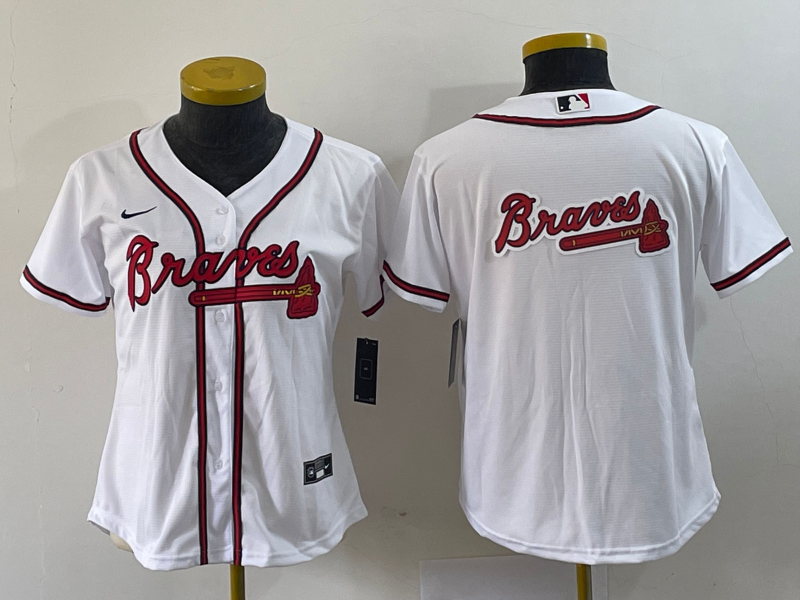 Women's Atlanta Braves Blank White Stitched MLB Cool Base Nike Jersey1