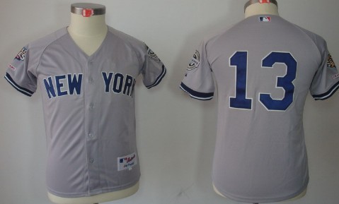 New York Yankees #13 Alex Rodriguez Gray Kids Jersey