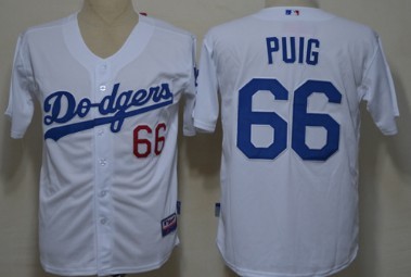 Los Angeles Dodgers #66 Yasiel Puig White Kids Jersey