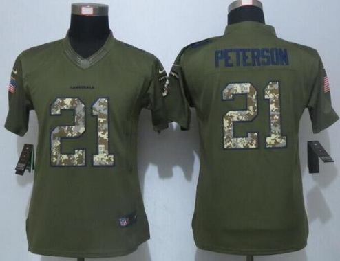 Women's Arizona Cardinals #21 Patrick Peterson Green Salute to Service NFL Nike Limited Jersey