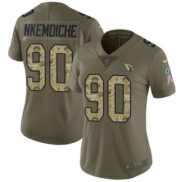 Women's Nike Arizona Cardinals #90 Robert Nkemdiche Olive Camo Stitched NFL Limited 2017 Salute to Service Jersey