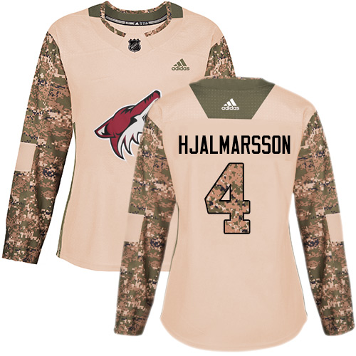 Adidas Arizona Coyotes #4 Niklas Hjalmarsson Camo Authentic 2017 Veterans Day Women's Stitched NHL Jersey