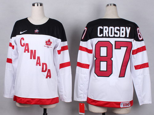 2014/15 Team Canada #87 Sidney Crosby White 100TH Womens Jersey