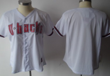 Arizona Diamondbacks Blank White With Red Womens Jersey