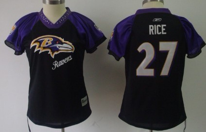 Baltimore Ravens #27 Ray Rice 2011 Black Womens Field Flirt Fashion Jersey