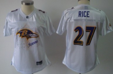 Baltimore Ravens #27 Ray Rice White Fem Fan Womens Jersey