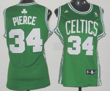 Boston Celtics #34 Paul Pierce White Green Womens Jersey