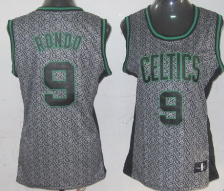 Boston Celtics #9 Rajon Rondo Gray Static Fashion Womens Jersey