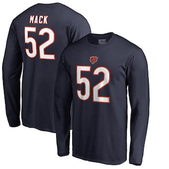 Men's Chicago Bears 52 Khalil Mack NFL Pro Line by Fanatics Branded Navy Authentic Stack Name & Number Long Sleeve T-Shirt