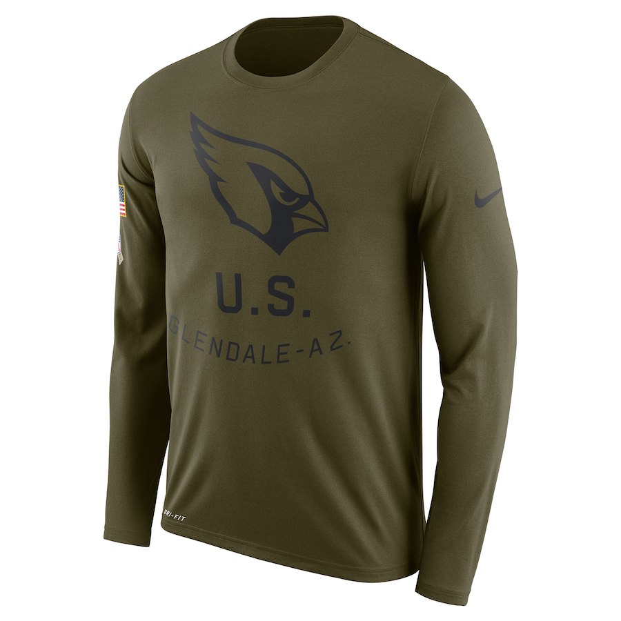 Arizona Cardinals Nike Salute To Service Sideline Legend Performance Long Sleeve T-Shirt Olive